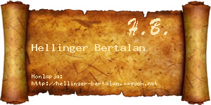 Hellinger Bertalan névjegykártya